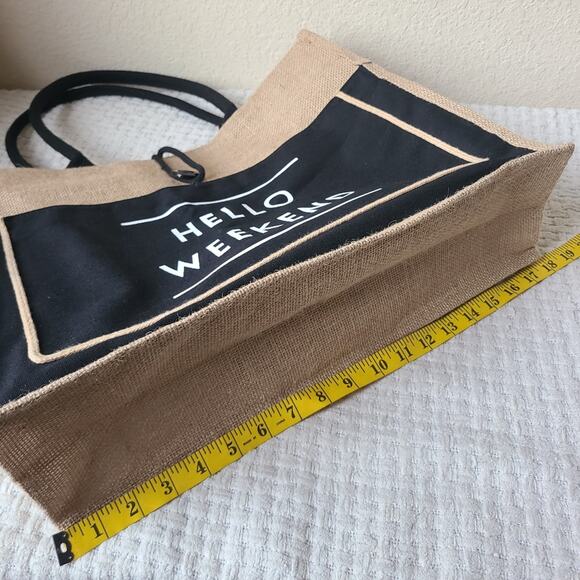 Hello Weekend Elegant Tan Tote Bag Reusable Bag - Picture 9 of 9